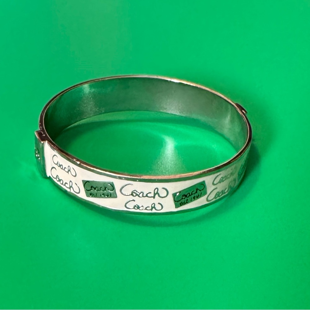 Like New Coach Bangle Bracelet, Silver/Cream Color